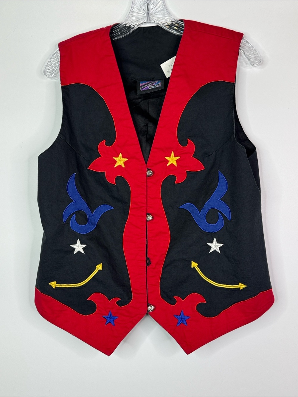 Vintage Panhandle Slim Western Red Black Cowgirl Vest Size Large